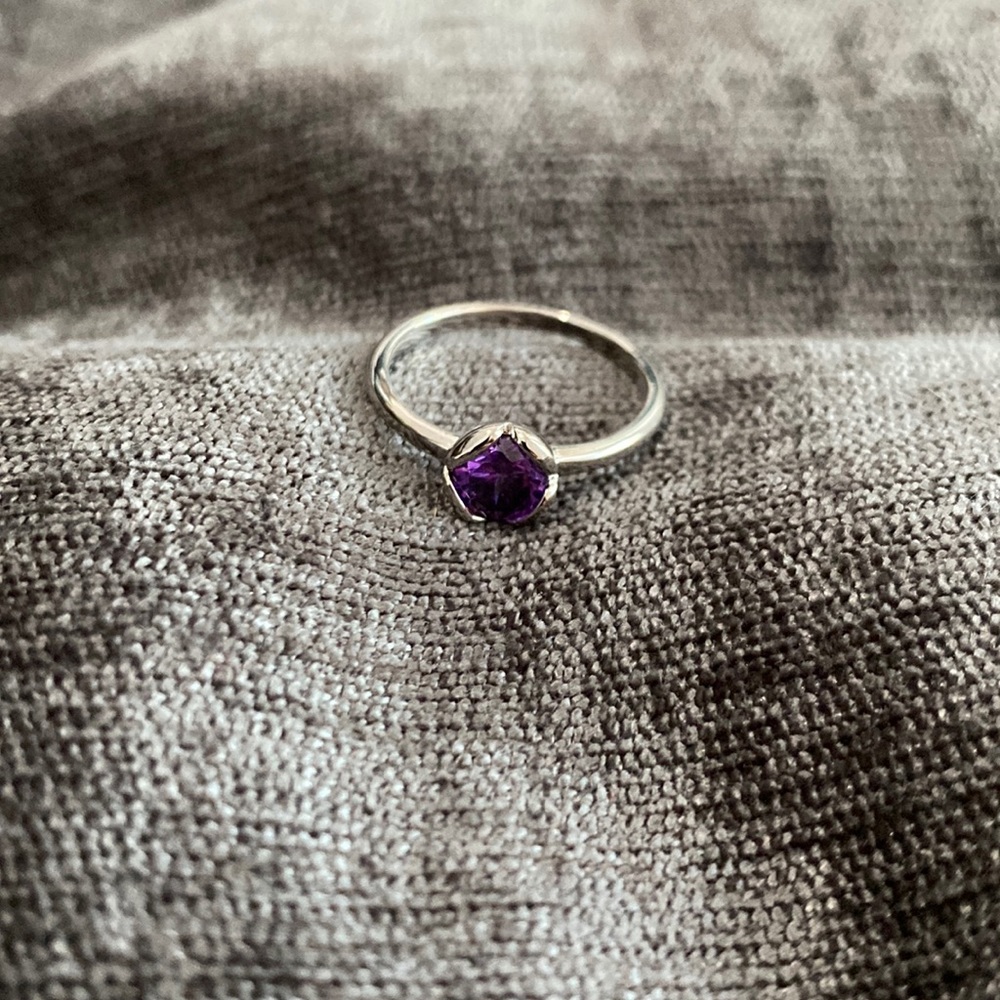 Silver and Amethyst Ring, Size 7.5